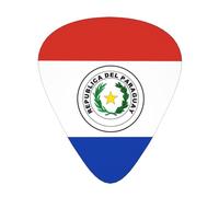 12 Pcs Guitar Picks - Thin/Medium/Heavy - Flag Of Paraguay Print Pick For Acoustic, Electric, Bass - Gift For Guitar Players, Solo & Riff