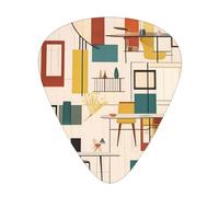 12 Pcs Guitar Picks - Thin/Medium/Heavy - Mid Century Modern Print Pick For Acoustic, Electric, Bass - Gift For Guitar Players, Solo & Riff