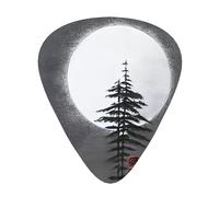 12 Pcs Guitar Picks - Thin/Medium/Heavy - Moon Pine Tree Print Pick For Acoustic, Electric, Bass - Gift For Guitar Players, Solo & Riff