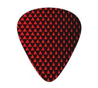 12 Pcs Guitar Picks - Thin/Medium/Heavy - Red Triangle Matrix Print Pick For Acoustic, Electric, Bass - Gift For Guitar Players, Solo & Riff