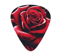 12 Pcs Guitar Picks - Thin/Medium/Heavy - Romantic Red Rose Print Pick For Acoustic, Electric, Bass - Gift For Guitar Players, Solo & Riff