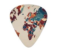 12 Pcs Guitar Picks - Thin/Medium/Heavy - World Map Outline Print Pick For Acoustic, Electric, Bass - Gift For Guitar Players, Solo & Riff