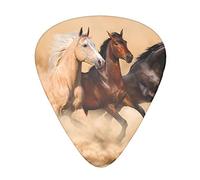 12 Pcs Guitar Picks Three Running Horses 3 Different Thicknesses, Classic Triangle, For Acoustic Guitar, Electric Guitar, Bass Guitar