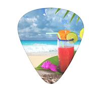 12 Pcs Guitar Picks Tropical Cocktail With Starfish 3 Different Thicknesses,For Acoustic Guitar, Electric Guitar, Bass Guitar