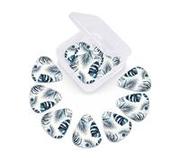 12 Pcs Guitar Picks Tropical Palm In Indigo Plectrums With 3 Thickness For Electric,Acoustic Guitars