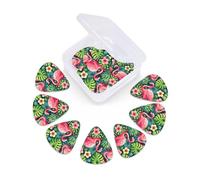 12 Pcs Guitar Picks Tropical Summer Flamingo Floral Plectrums With 3 Thickness For Electric,Acoustic Guitars