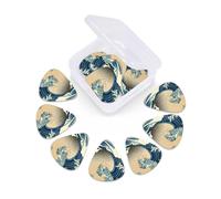 12 Pcs Guitar Picks Ukiyo-E Japanese Big Wave Art Plectrums With 3 Thickness For Electric,Acoustic Guitars