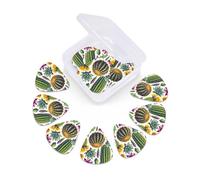 12 Pcs Guitar Picks Watercolor Cactus Succulents Plectrums With 3 Thickness For Electric,Acoustic Guitars