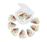 12 Pcs Guitar Picks Watercolor Floral Bee Butterfly Plectrums With 3 Thickness For Electric,Acoustic Guitars
