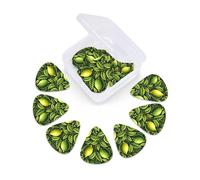 12 Pcs Guitar Picks Watercolor Green Lemon Fruit Plectrums With 3 Thickness For Electric,Acoustic Guitars