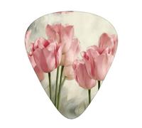 12 Pcs Guitar Pink Tulips Print Picks With Organizer Box,3 Different Thickness,Guitar Accessories(0.46mm,0.71mm,0.96mm)