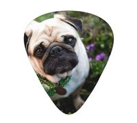 12 Pcs Guitar Pugs In The Garden Print Picks With Organizer Box,3 Different Thickness,Guitar Accessories(0.46mm,0.71mm,0.96mm)