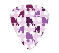 12 Pcs Guitar Purple Poodle Polka Dot Print Picks With Organizer Box,3 Different Thickness,Guitar Accessories(0.46mm,0.71mm,0.96mm)
