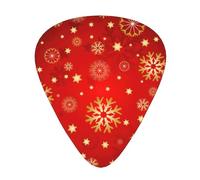 12 Pcs Guitar Red Background Golden Snow Print Picks With Organizer Box,3 Different Thickness,Guitar Accessories(0.46mm,0.71mm,0.96mm)