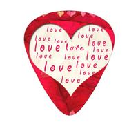 12 Pcs Guitar Red Hearts Love Print Picks With Organizer Box,3 Different Thickness,Guitar Accessories(0.46mm,0.71mm,0.96mm)