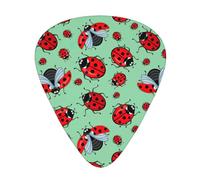 12 Pcs Guitar Red Ladybugs On A Blue Background Print Picks With Organizer Box,3 Different Thickness,Guitar Accessories(0.46mm,0.71mm,0.96mm)