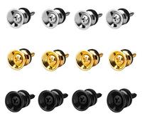 12 Pcs Guitar Strap Buttons Metal Silver Gold Black Guitar Strap Locks for Prevent the Guitar Falling Off