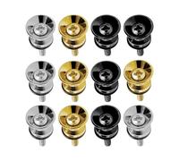 12 Pcs Guitar Strap Locks, Metal End Pins with Mounting Screws, Guitar Strap Button with Screws for Ukulele Bass Electric, Gold, Silver and Black