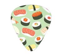 12 Pcs Guitar Sushi Food Pattern Print Picks With Organizer Box,3 Different Thickness,Guitar Accessories(0.46mm,0.71mm,0.96mm)