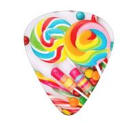 12 Pcs Guitar Sweet Candy Backdrop Print Picks With Organizer Box,3 Different Thickness,Guitar Accessories(0.46mm,0.71mm,0.96mm)