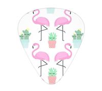 12 Pcs Guitar Tropical Flamingo Cute Cactus Print Picks With Organizer Box,3 Different Thickness,Guitar Accessories(0.46mm,0.71mm,0.96mm)