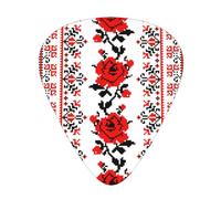 12 Pcs Guitar Ukrainian Embroidery Style Rose Print Picks With Organizer Box,3 Different Thickness,Guitar Accessories(0.46mm,0.71mm,0.96mm)