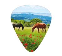 12 Pcs Guitar Various Kinds Of Horses Print Picks With Organizer Box,3 Different Thickness,Guitar Accessories(0.46mm,0.71mm,0.96mm)