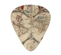 12 Pcs Guitar World Map Retro Print Picks With Organizer Box,3 Different Thickness,Guitar Accessories(0.46mm,0.71mm,0.96mm)
