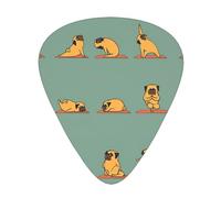 12 Pcs Guitar Yoga Pug Print Picks With Organizer Box,3 Different Thickness,Guitar Accessories(0.46mm,0.71mm,0.96mm)