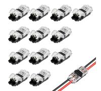 12 Pcs H Tap Connectors, Low Voltage Wire Connectors 2 Pin 2 Way Quick Splice Wire Connector, Quick Splice Electrical Adapter, Reusable Wiring Branch Adapter with Snap Lock, No Strip Solderless