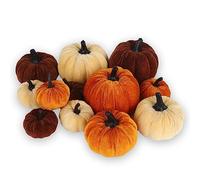 12 Pcs Halloween Artificial Pumpkins Large Simulation Velvet Pumpkin Set Halloween Lifelike Fake Foam Mini Pumpkins Home Autumn Fall Harvest Thanksgiving Table Party Decoration Gifts (C)