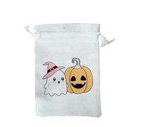 12 PCS Halloween Bags,Halloween Hessian Sweet Bags,Autumn Pumpkin Sacks,Spooky Ghost Shape Drawstring Bags,Trick or Treat Candy Bags Gift Party (J(12PCS),15 * 20 CM)