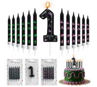 12 Pcs Halloween Candles, Number 1 Birthday Candles Set, Black Burning Candles Soy Wax for Halloween Indoor Decoration Home Table Party
