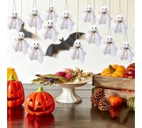 12 PCS Halloween Ghost Hanging Ornaments- 3 Inch Small Hanging Ghosts Tree Ornaments for Haunted House Party Yard Tree Decor (12 PCS)