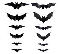 12 PCs Halloween Lighted 3D Bat Stickers Battery Powered Bats Decorations Wall Stickers for Halloween Party Bedroom Window Decorations