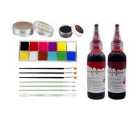 12 PCS Halloween Makeup Kit, 12 Colours Palette Sfx Makeup with Fake Blood Scar Wax Brushes Face Painting Kit for Adults Kids Halloween Stage Theater Cosplay Fancy Dress Party Body Paint