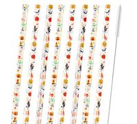 12 PCS Halloween Pumpkin Devil Reusable Straw,9 Inch Colorful Printing Hard Platic Straws with Cleaning Brush for Mason Jar Tumbler Family or Party, Colorful Party Supplies for Family Picnics