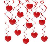 12 Pcs Hanging Hearts Decorations Swirls Valentines Decorations, Red Heart Bunting Hanging Decor, Spiral Garland Valentines Decor for Anniversary Valentine's Day Wedding Galentines Day Party Supplies