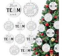 12 Pcs Hanging Team Christmas Ornaments Coworkers are Like Christmas Lights White Ceramic Xmas Ornament with Bags,Golden Ribbons,Best Team Ever Ornaments for Xmas Tree,Appreciation Gift for The Office