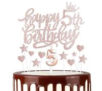 12 Pcs Happy Birthday Candles Cake Toppers, Gold Rose Number 5 Candle for Cake, Cake Candles for 5th Birthday Decorations, Heart Star Cake Toppers for Boys Girls Birthday Party 5th Wedding Anniversary