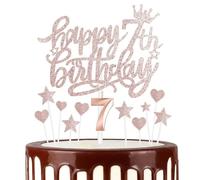 12 Pcs Happy Birthday Candles Cake Toppers, Gold Rose Number 7 Candle for Cake, Cake Candles for 7th Birthday Decorations, Heart Star Cake Toppers for Boys Girls Birthday Party 7th Wedding Anniversary