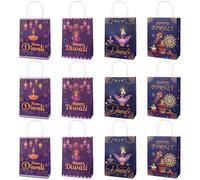 12 Pcs Happy Diwali Gift Bags with Handles for Diwali Themed Party Candy & Snack Bags - Deepavali Decorations