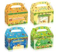 12 PCS Happy Sukkot Gift Bags Jewish Festival Candy Box Colorful Vegetable Fruit Paper Goodie Boxes Jewish Thanksgiving Party Favors Fall Harvest Treat Box for Sukkot Party Supplies
