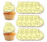 12 Pcs Happy Thanksgiving Cupcake Topper Fall Pumpkin Pinecone Turkey Round Acrylic Mirror Cake Food Accessories Decorations Supplies (Pumpkin)