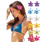 12 PCS Hawaiian Flower Hair Clips for Women Orchid Flower Hair Clips Artificial Flower Hair Barrettes Hibiscus Flower Hair Clips for Wedding Bridal Beach Party(Multiple Colour)
