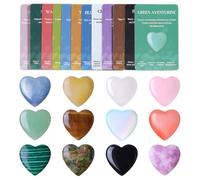 12 Pcs Healing Crystals Heart Stones Set, Healing Crystals with 12 Cards, Multi Polished Pocket Stone, Crystal Gifts, Ideal for Meditation, Personal Healing, and Decoration