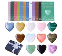 12 Pcs Heart Shape Crystal Stones Set with Meaning Cards & Gift Box, Assorted Crystals and Gemstones Collection, Spiritual Gifts for Women, Wellness Gifts, Unique Present for Loved Ones