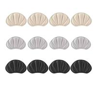 12 Pcs Heel Cushion Pads, Mesh Self-Adhesive Heel Grips Mens Shoes to Prevent Shoes Too Big, Back of Heel Cushion Inserts for Women and Men, Black, White, Grey, Heel Tips