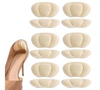 12 Pcs Heel Grips for Ladies Shoes, Heel Grips with Foam Core, Beige | Anti-Slip Heel Protectors for Shoes to Prevent Rubbing and Blisters, Cuttable Size, 3.15x1.77in, 5mm Thickness