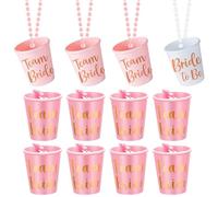 12 Pcs Hen Party Shot Glasses, Fun and Durable Pink Plastic Beaded Necklace Shot Glasses, Perfect for Bachelorette Parties, Bridal Showers, and Girls' Nights Out